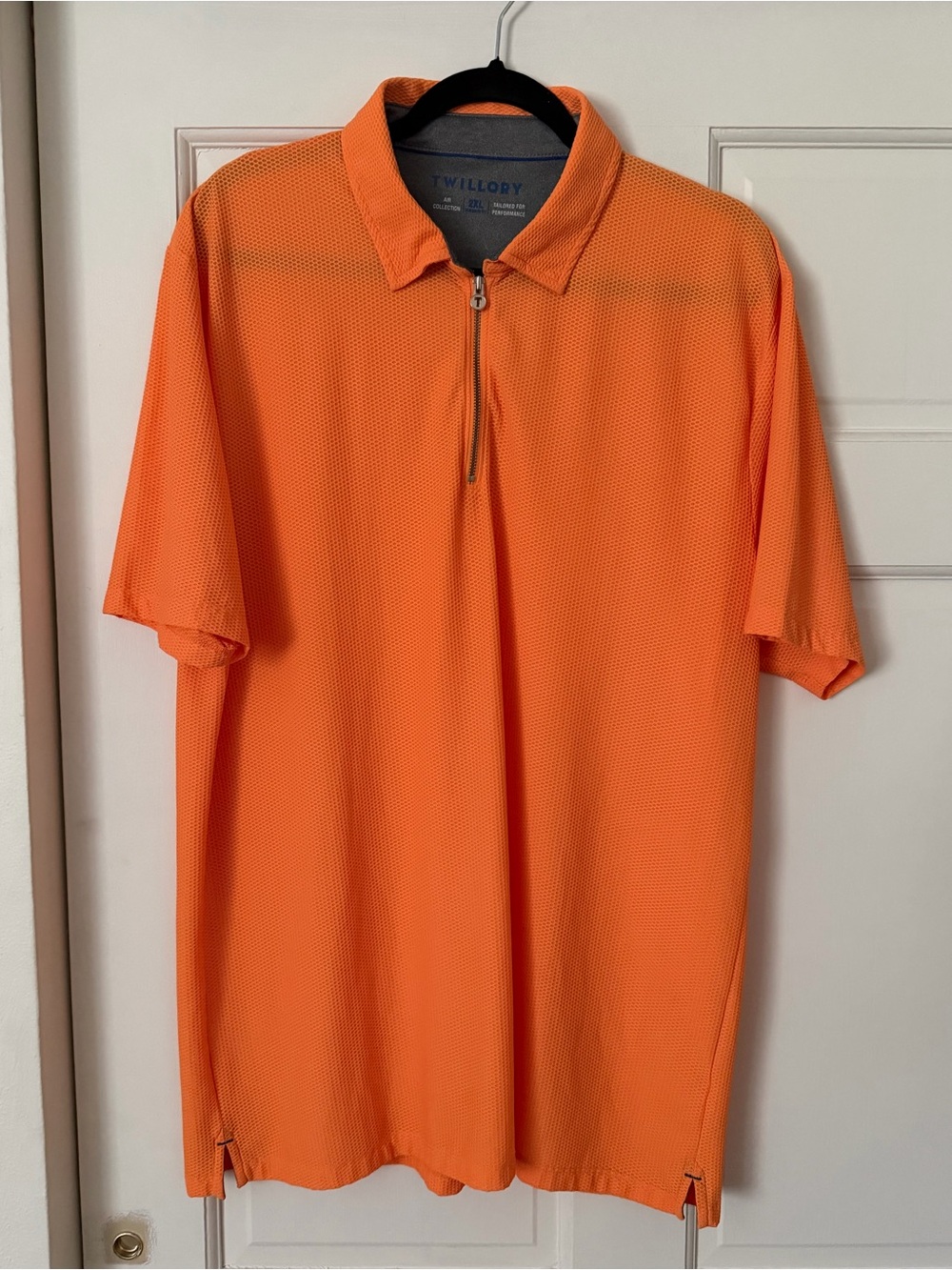 Twillory AIR Zip Polo Solid Orange Tailored Fit XXL